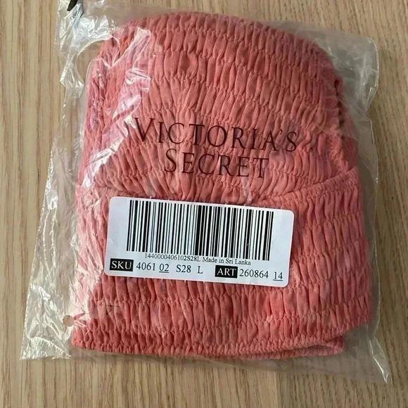 🆕PINK SMOCKED TRIANGLE CORAL BRALETTE L🆕 - Picture 4 of 4